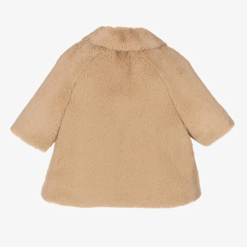 Baby Girls Beige Plush Coat