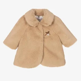 Baby Girls Beige Plush Coat