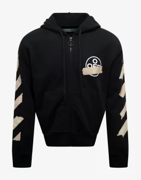 Black Tape Arrows Print Zip Hoodie