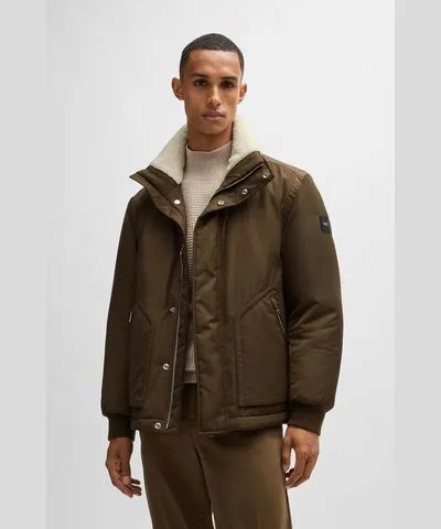 Boss Water-repellent jacket with faux-fur collar