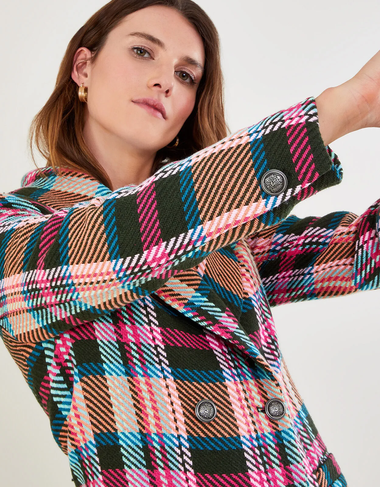 Charlotte Premium Woven Check Coat Multi