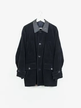 Comme des Garons Homme 1990 Corduroy Leather-Collar Mac