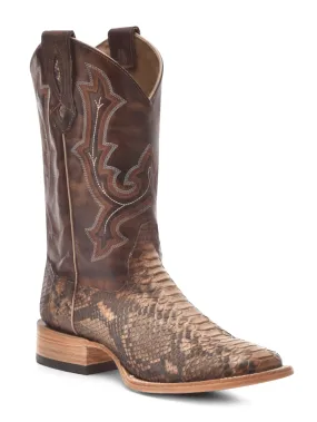 Corral B5000 Mens Python Embroidery Square Toe Western Boot Taupe