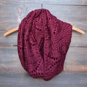 Knit Leaf Pattern Infinity Scarf in More Colors