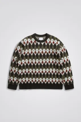 Norse Projects Rune Loose Merino Fair Isle Jacquard Sweater Ivy Green