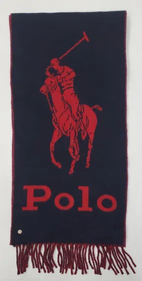 Nwt Polo Ralph Lauren Red/Navy Big Pony Scarf