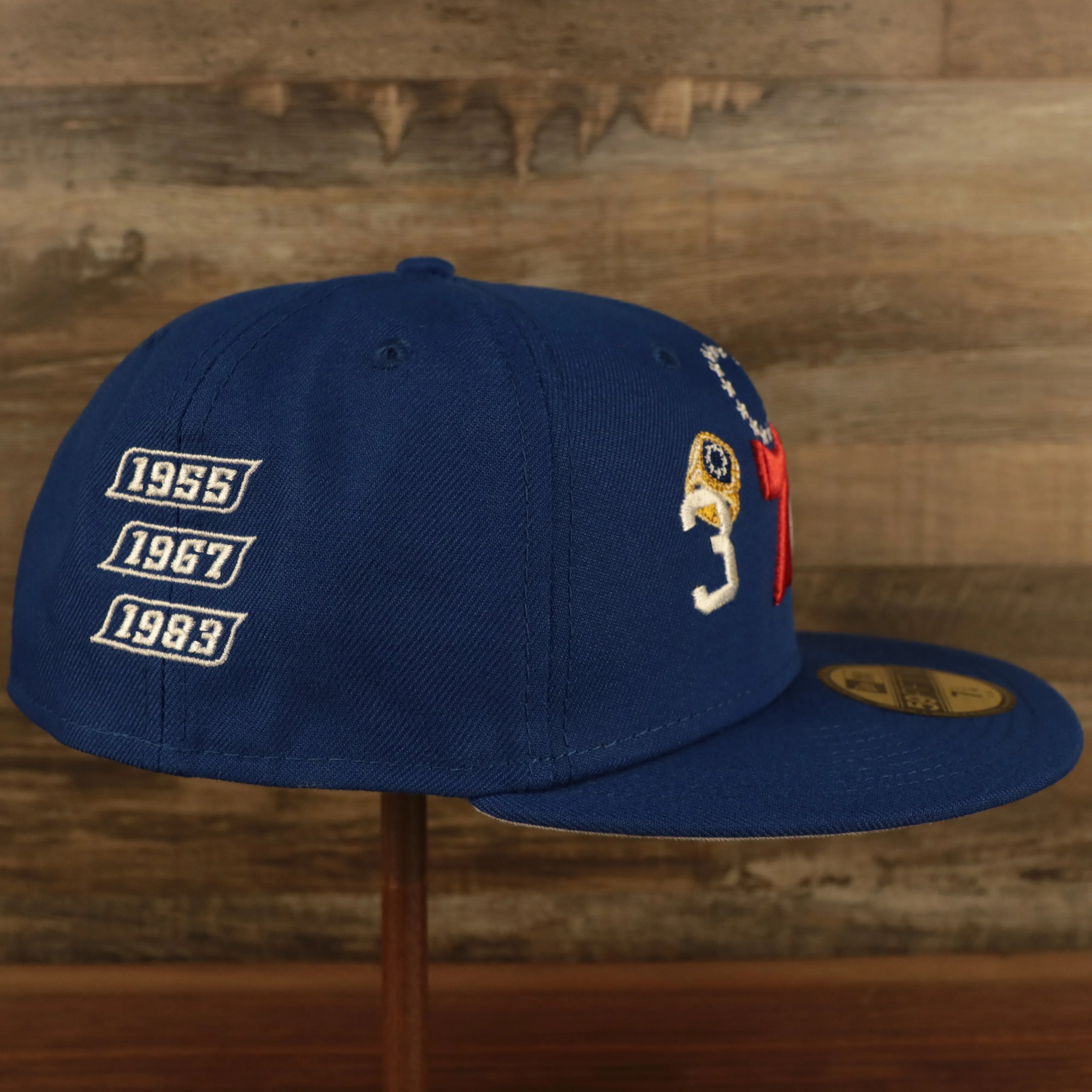 Philadelphia 76ers Championship Rings All Over Side Patch Gray Bottom 59FIFTY Fitted Cap