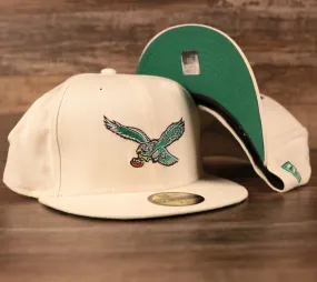 Philadelphia Eagles Retro Logo 59fifty Kelly Green Brim Fitted Cap | Throwback Eagles Kelly Green Bottom 59Fifty Fitted