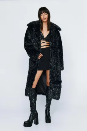 Premium Glitter Faux Fur Coat 