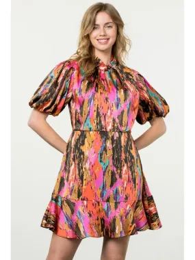 Printed Puff Sleeve Dress