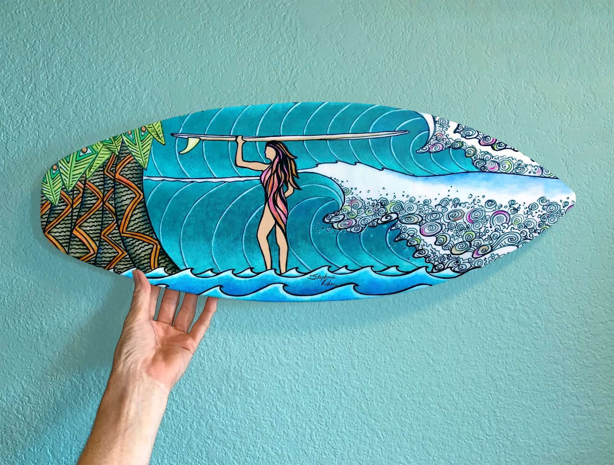 Surfer Girl Surfboard Wall Art