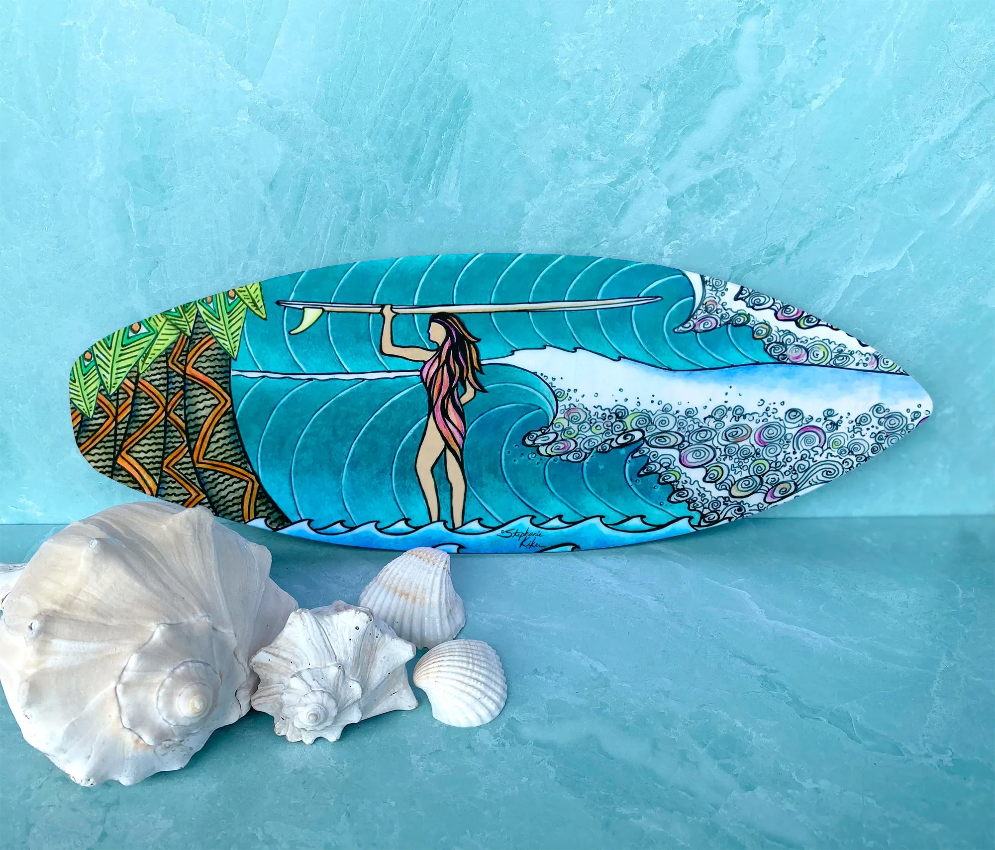 Surfer Girl Surfboard Wall Art